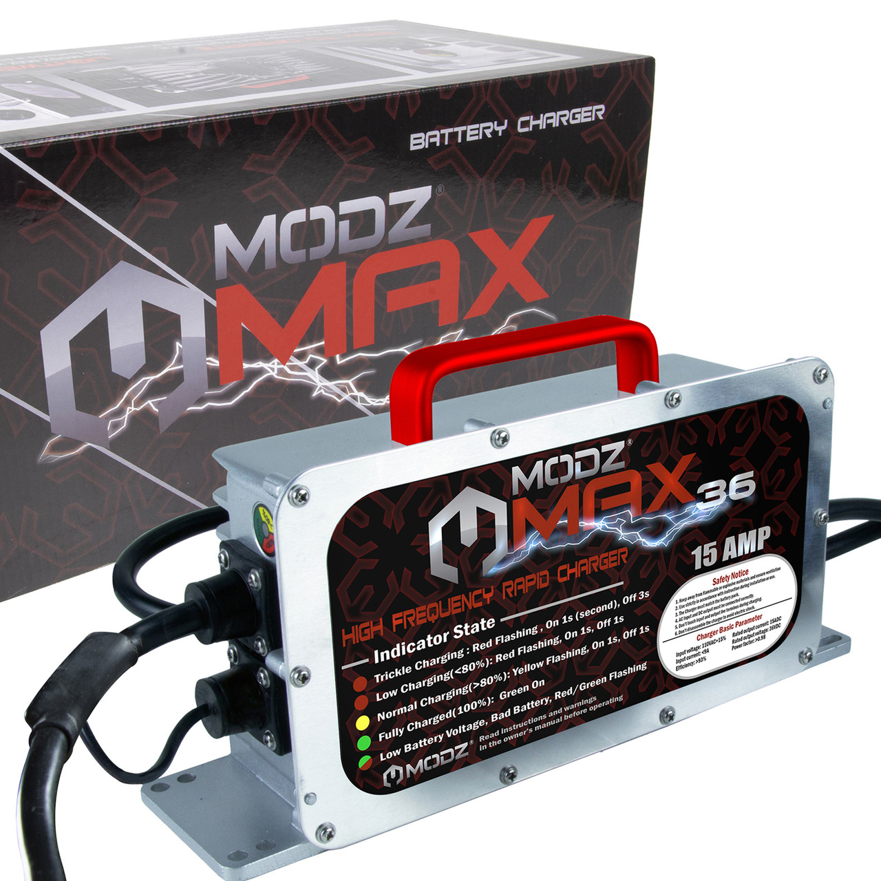 MODZ Max36 15 AMP Charger for 36 Volt Golf Carts with Crowfoot Plug