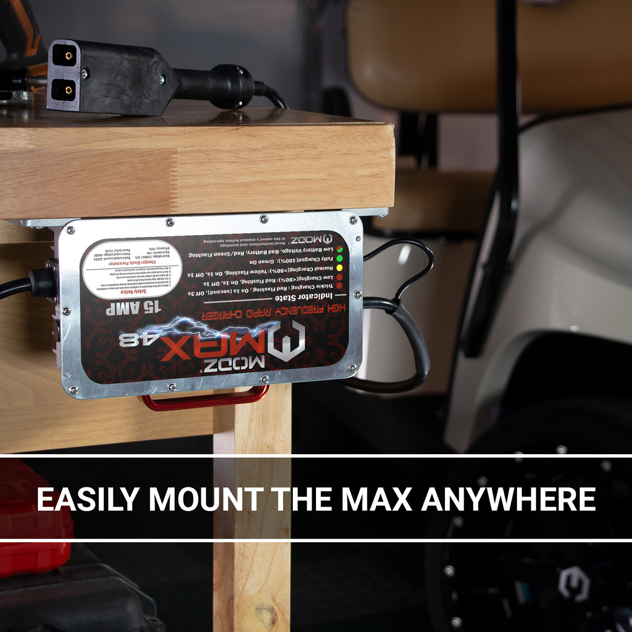MODZ Max48 15 Amp Ezgo RXV & TXT48 Battery Charger For 48 Volt Golf Carts