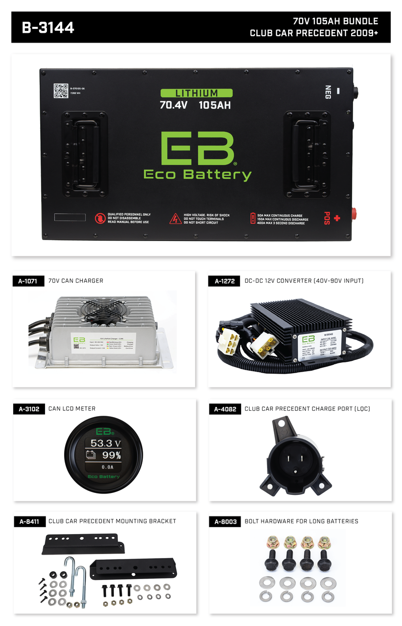 EB Eco Battery Lithium Conversion 70V 105Ah Club Car Precedent (09+) Bundle