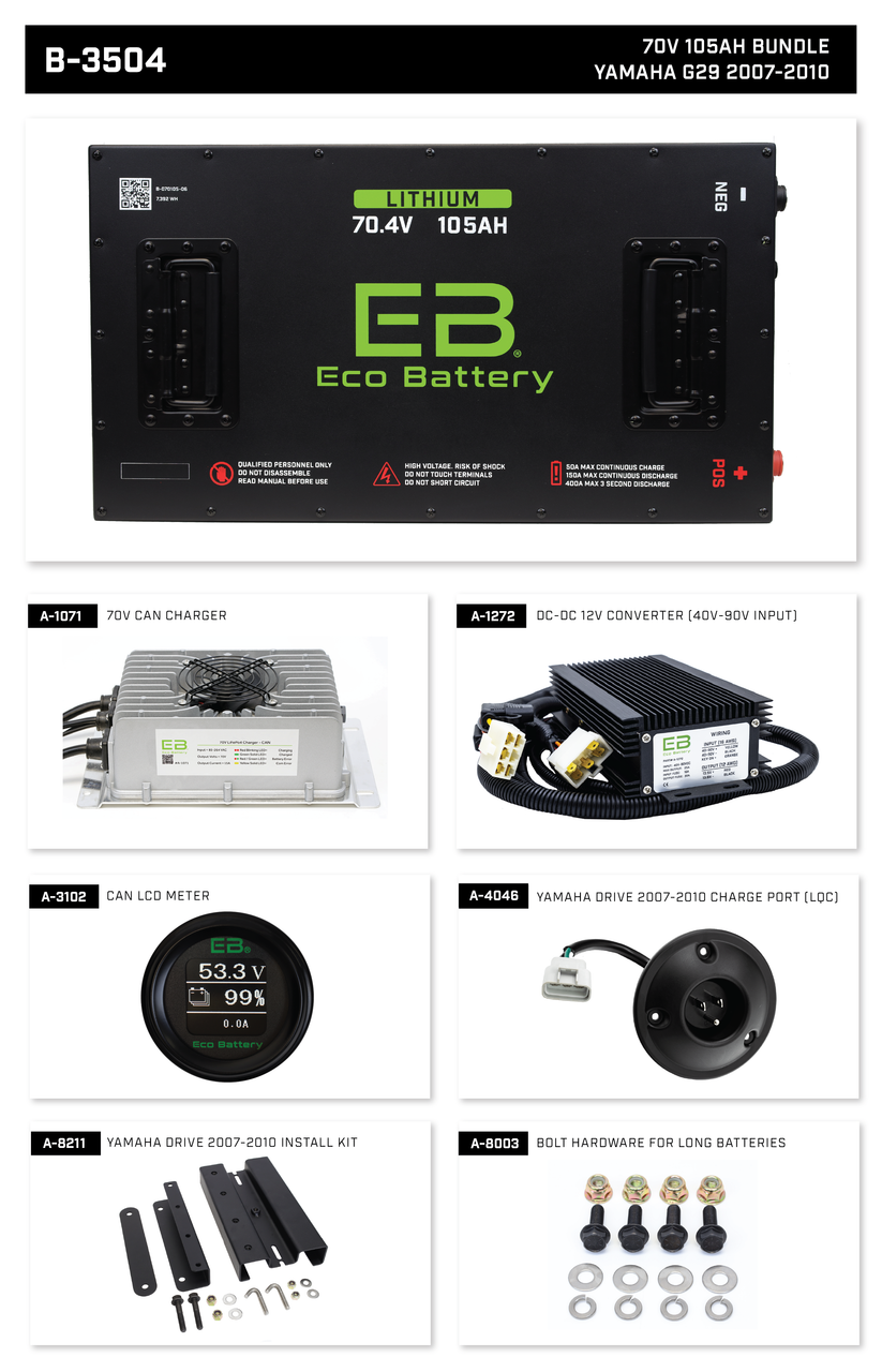 EB Eco Battery Lithium Conversion 70V 105Ah Yamaha Drive / G29 (2007-2010) Bundle