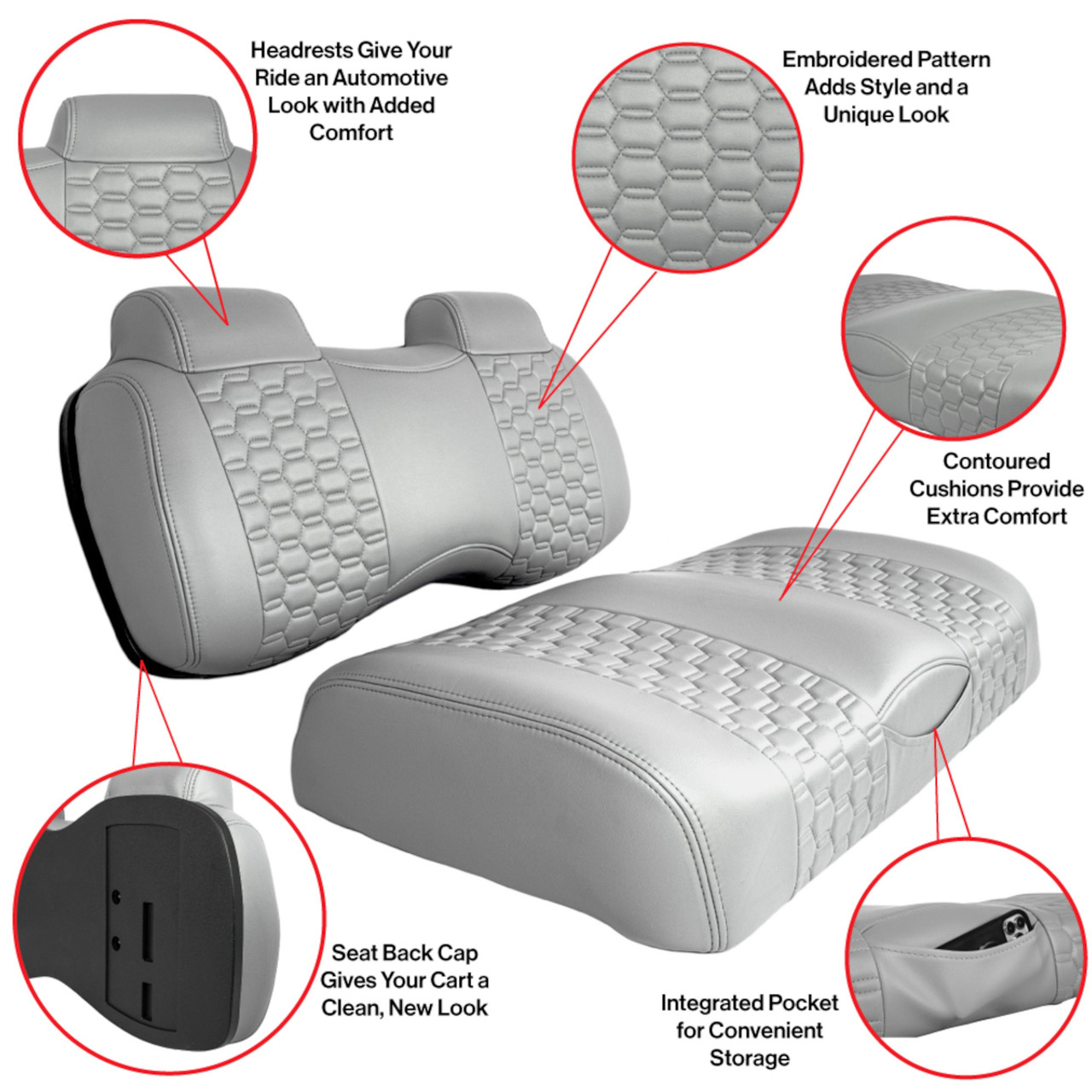 MadJax® Front White Colorado Seats for EZGO TXT/RXV/S4/L4 & MadJax XSeries Storm