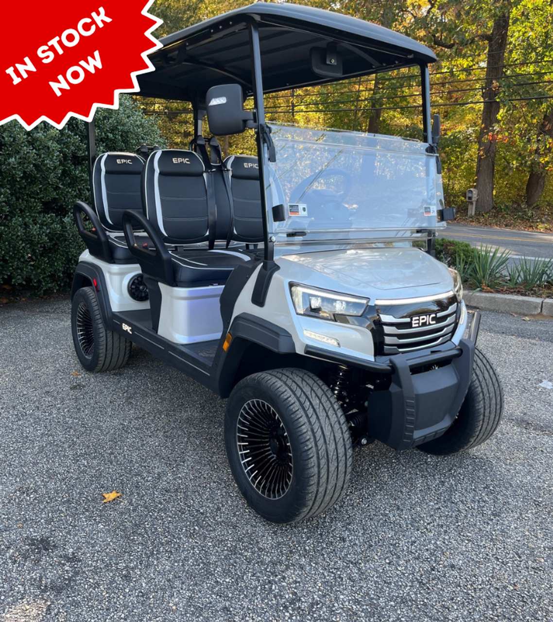 2025 Epic E40FX Metallic Pearl White 4 Passenger Golf Cart with 51V ECO Lithium Battery