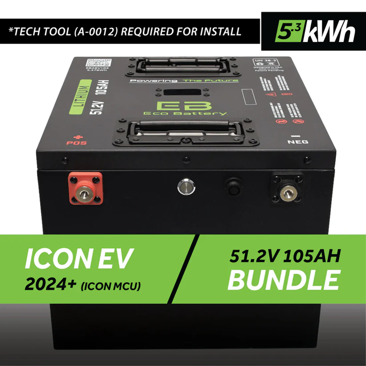 EB ECO BATTERY Lithium Conversion 51V 105AH Thru-Hole Battery Bundle / ICON EV / 2024+ (ICON MCU)