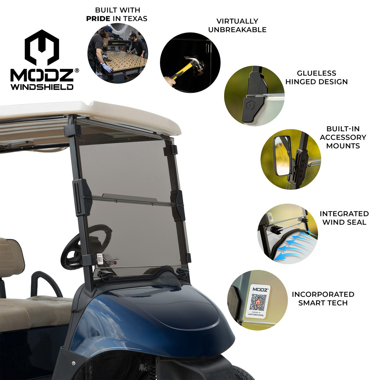 MODZ® Windshield for E-Z-GO Golf Carts