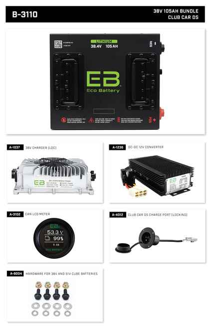 EB Eco Battery Lithium Conversion 38V 105Ah Club Car DS (36V) Bundle