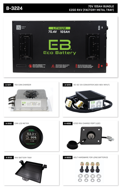 EB Eco Battery Lithium Conversion 70V 105Ah EZGO Freedom Bundle