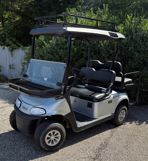 2021 Silver RXV 48 Volt Electric 4 Passenger Cargo Golf Cart Black Seats w/ LED Lights 