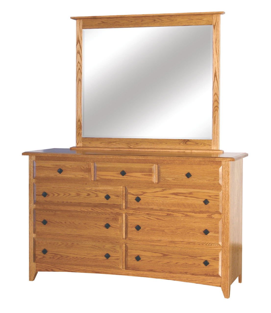 Shaker 9 Drawer Dresser Ii With Mirror Amish Country Furnishings