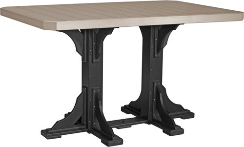 Weatherwood & Black 4'x6' Rectangular Table Bar Height