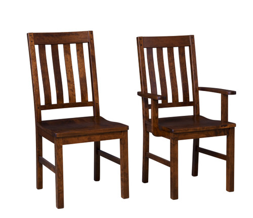 Alberta Side Chair (left) & Alberta Arm Chair (right) - shown in Rustic Cherry with OCS 113 Michael's Stain and Breadboard seat