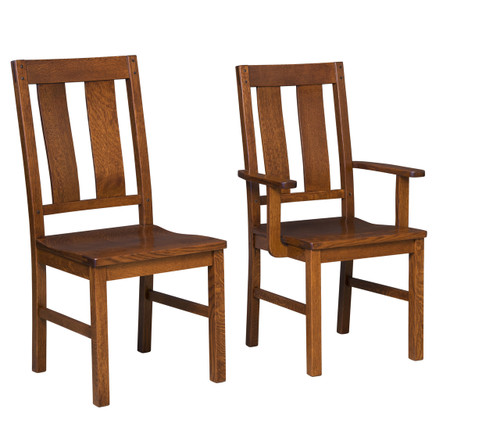 Brunswick Side Chair (left) & Brunswick Arm Chair (right) - shown in Quarter Sawn Oak with OCS 113 Michael's Stain