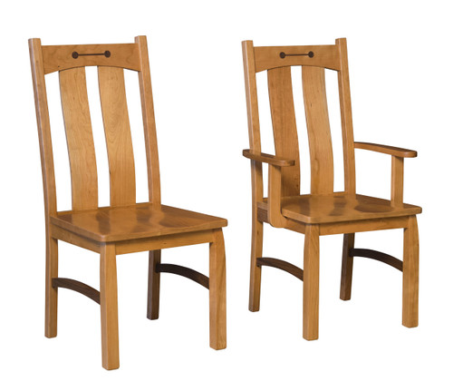 Cavalier Side Chair (left) & Cavalier Arm Chair (right) - shown in  Cherry with Natural Stain