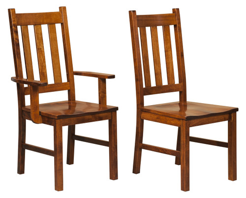 Denver Arm Chair (left) & Denver Side Chair (right) shown in Brown Maple with OCS 113 Michael's