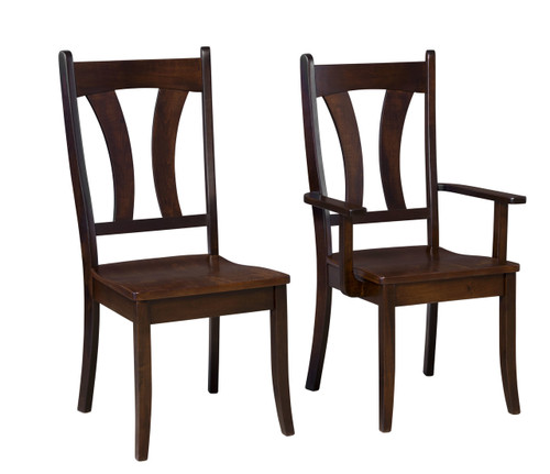 Imperial Side Chair (left) & Imperial Arm Chair (right) with optional Benton Scoop Seat - shown in Brown Maple with OCS 228 Rich Tobacco Stain 