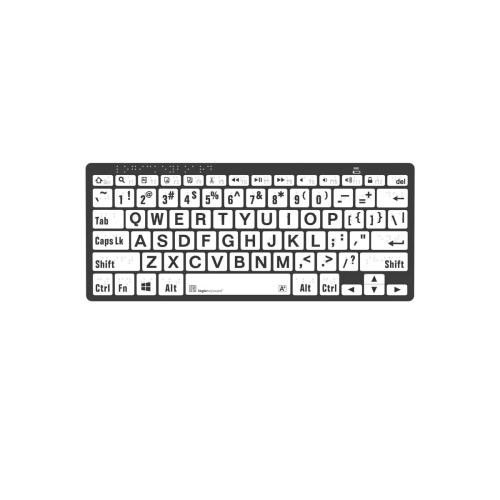 Product image one of Bluetooth Mini Keyboard - Braille (LargePrint Black on White) - PC US Keyboard
