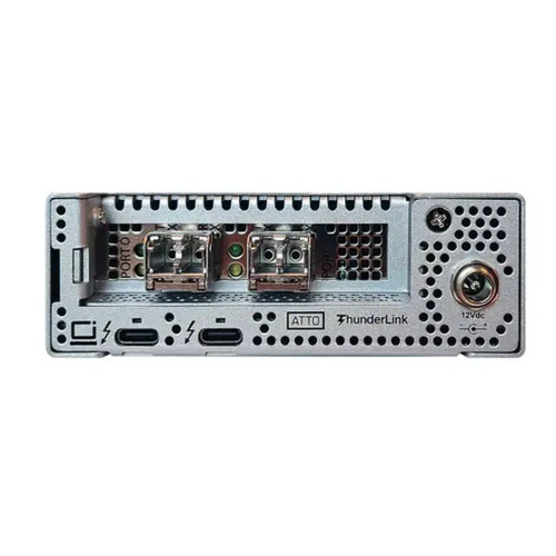 Product image one of ATTO ThunderLink (model 5252) dual-port Thunderbolt 5 to SFP28 LC optical dual-port 25Gb Ethernet Adapter