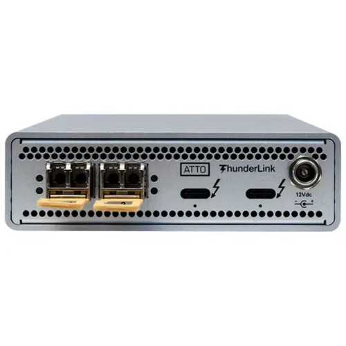 Product image one of ATTO ThunderLink (model 3252) dual-port Thunderbolt 3/4 (TB5 compatible) to dual-port 25Gb Ethernet Adapter