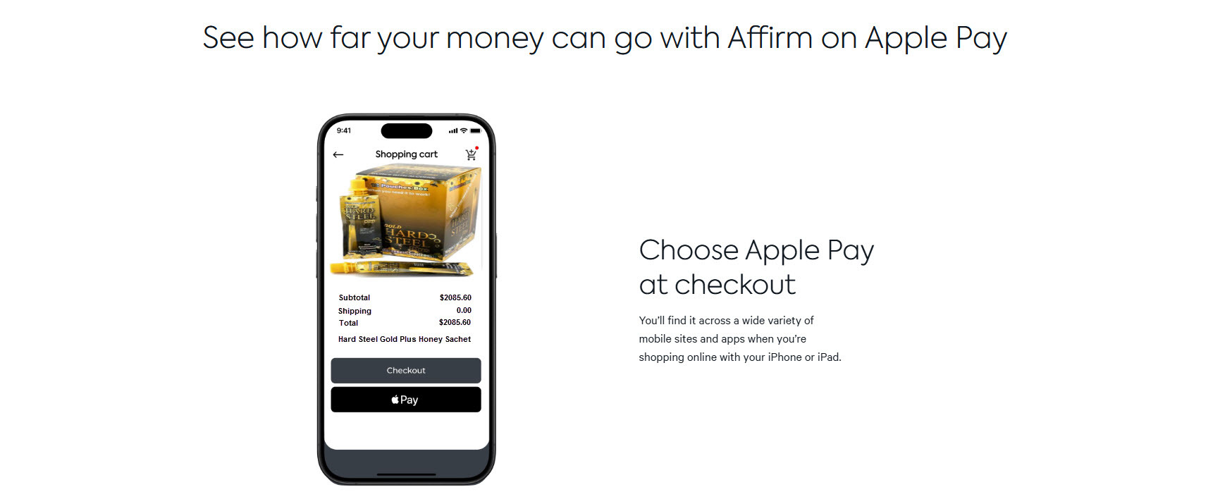 choose apple pay at check out when shopping at supercoreint.com