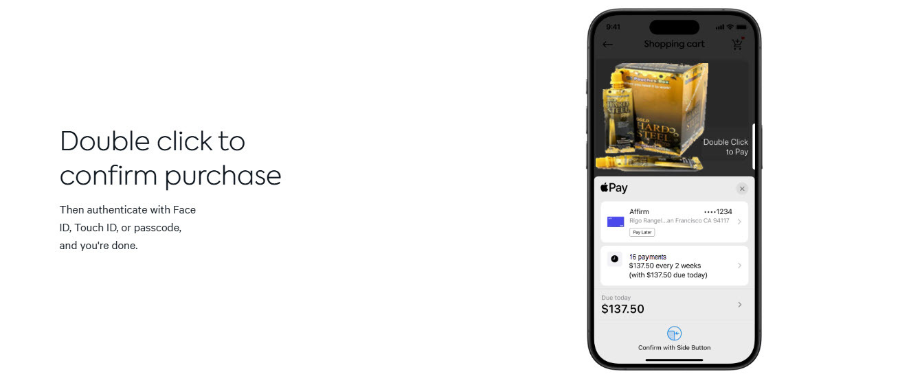 double click to confirm purchase with affirm