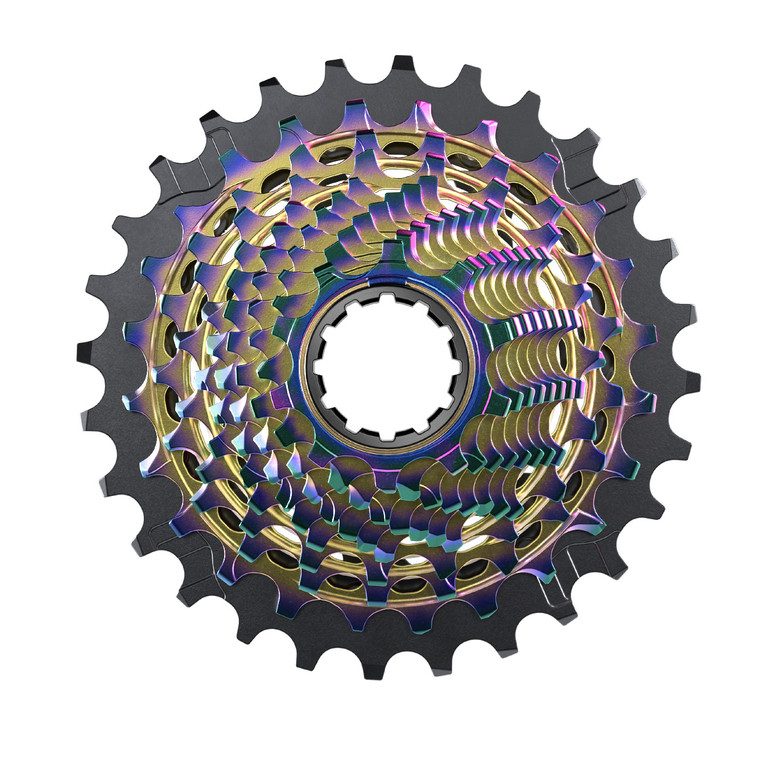 Sram: <p><strong>OVERVIEW</strong><br />The workhorse of X-Range gearing. The SRAM RED XG-1290 cassette progresses fluidly and quickly through a wider range of gears. It's specifically designed for wireless electronic shifting and the one-piece design offers you the best in weight savings.</p><p><strong>FEATURES</strong></p><ul><li>Designed for smooth and fast shifting</li><li>Gradual gear progression between cogs&mdash;at least five one-tooth jumps&mdash;while still offering a wider range</li><li>10-tooth start helps provide a wider gearing range</li><li>Designed to work with an XDR driver body</li><li>One-piece machined steel X-DOME design for weight savings</li><li>All Zipp wheels starting from 2012 are XDR ready</li></ul>  <p><strong><span style="text-decoration: underline;">SPECIFICATIONS</span><br /></strong><br /><strong>Speed (CS)</strong>&nbsp;12s<br /><strong>Gearing&nbsp;</strong>10-26t, 10-28t, 10-33t<br /><strong>Cog finish (Cassette</strong>)&nbsp;Rainbow, Silver<br /><strong>Technology (Cassette</strong>)&nbsp;XG<br /><strong>Cog sizes&nbsp;</strong>10-26t;10,11,12,13,14,15,16,17,19,21,23,26 / 10-28t;10,11,12,13,14,15,16,17,19,21,24,28 / 10-33t;10,11,12,13,14,15,17,19,21,24,28,33</p>