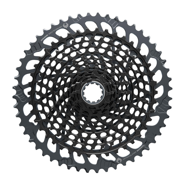 Sram: <p>ELEVATED RANGE</p> <p>The new 10-52t, XG-1295 cassette gives riders more than ever before, with an unprecedented 520-percent range. For a little extra to avoid the hike-a-bike, a little more in the &ldquo;spin to win&rdquo; game, the XG-1295 cassette also allows stronger riders to increase their chainring size if they want.</p><p><span style="text-decoration: underline;"><strong>FEATURES</strong></span></p><ul><li>Provides a massive 520-percent gear range for brutal steeps and avoiding hike-a-bikes.</li><li>Stronger riders can increase chainring size for speed, without sacrificing climbing.</li><li>Avalable in Black, the Eagle&trade; Colorsystem lets the cassette and chain express the look of the bike.</li></ul> <p><span style="text-decoration: underline;"><strong>SPECIFICATIONS</strong></span><br /><strong>Speed (CS):</strong> 12s<br /><strong>Gearing:</strong> 10-52t<br /><strong>Cog finish (Cassette):</strong> Black<br /><strong>Technology (Cassette):</strong> XG<br /><strong>Cog sizes:</strong> 10-52t:10,12,14,16,18,21,24,28,32,36,42,52<br /><strong>Driver body interface:</strong> XD</p>