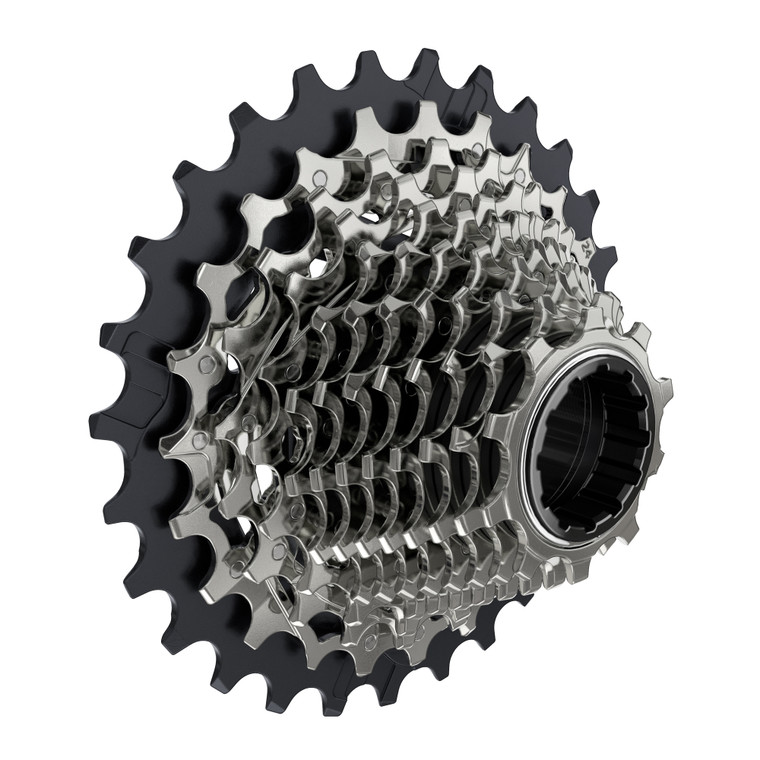 Sram: <p><strong>OVERVIEW</strong><br />Designed for the next generation of drivetrains&mdash;and the next generation of riders. The SRAM Force XG-1270 cassette is optimized for electronic shifting and features our X-Range gearing technology. Smooth, precise shifts, from 10T on up.</p><p><strong>FEATURES</strong></p><ul><li>X-Range gearing gives you more range and a smoother gear progression, so you&rsquo;re always in the right gear</li><li>MINI CLUSTER construction reduces weight and increases durability</li><li>Designed to work with an XDR driver body</li><li>All Zipp wheels starting from 2015 are XDR ready</li><li>Now includes 10-36 option for even more range (must be used with the correct Force eTap AXS rear derailleur)</li></ul>  <p><span style="text-decoration: underline;"><strong>SPECIFICATIONS</strong></span><br /><br /><strong>Speed (CS</strong>)&nbsp;12s<br /><strong>Gearing&nbsp;</strong>10-28t, 10-30t, 10-33t, 10-36t<br /><strong>Cog finish (Cassette)</strong>&nbsp;Silver<br /><strong>Technology (Cassette</strong>)&nbsp;XG<br /><strong>Cog sizes</strong>&nbsp;<strong>10-28t</strong>;10,11,12,13,14,15,16,17,19,21,24,28 /&nbsp;<strong>10-30t</strong>:10,11,12,13,14,15,17,19,21,24,27,30 / <strong>10-33t</strong>;10,11,12,13,14,15,17,19,21,24,28,33, 10-36t:10,11,12,13,15,17,19,21,24,28,32,36</p><p>&nbsp;</p>