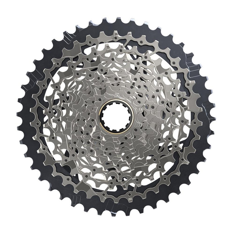 Sram: <p><span style="text-decoration: underline;"><strong>OVERVIEW</strong></span><br />Make that daily ride from your front door a little spicier with some dirt. The 440% range of the XPLR XG-1271 cassette provides smooth gear progression when you&rsquo;re sweating up gravel climbs, and tight jumps on the high end for when it&rsquo;s time to drill it on asphalt. Shift features on each cog are optimized for electronic shifting, so you&rsquo;ll get fast, smooth and precise shifts every time.</p><p><span style="text-decoration: underline;"><strong>FEATURES</strong></span></p><ul><li>X-Range gearing gives you more range and a smoother gear progression, so you&rsquo;re always in the right gear</li><li>440% range gives the coverage 1x gravel riders want</li><li>For use with XPLR 1x rear derailleurs</li><li>Compatible with Flattop chains</li><li>Compatible with XDR driver body</li><li>All Zipp wheels starting from 2015 are XDR ready</li><li>MINI CLUSTER technology with aluminum large cog for light weight and durability</li></ul>  <p><span style="text-decoration: underline;"><strong>SPECIFICATIONS<br /></strong></span><br /><strong>Speed (CS):</strong> 12s<br /><strong>Gearing:</strong> 10-44t<br /><strong>Cog finish (Cassette):</strong> Nickel Chrome<br /><strong>Technology (Cassette):</strong> XG<br /><strong>Cog sizes:</strong> 10-44t:10,11,13,15,17,19,21,24,28,32,38,44<br /><strong>Driver body interface:</strong> XDR</p>