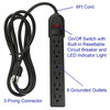 6 Outlet Surge Protector Power Strip w/ 6 ft. Cord, Black