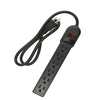 6 Outlet Surge Protector Power Strip w/ 3 ft. Cord - Black