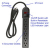 6 Outlet Surge Protector Power Strip w/ 3 ft. Cord - Black