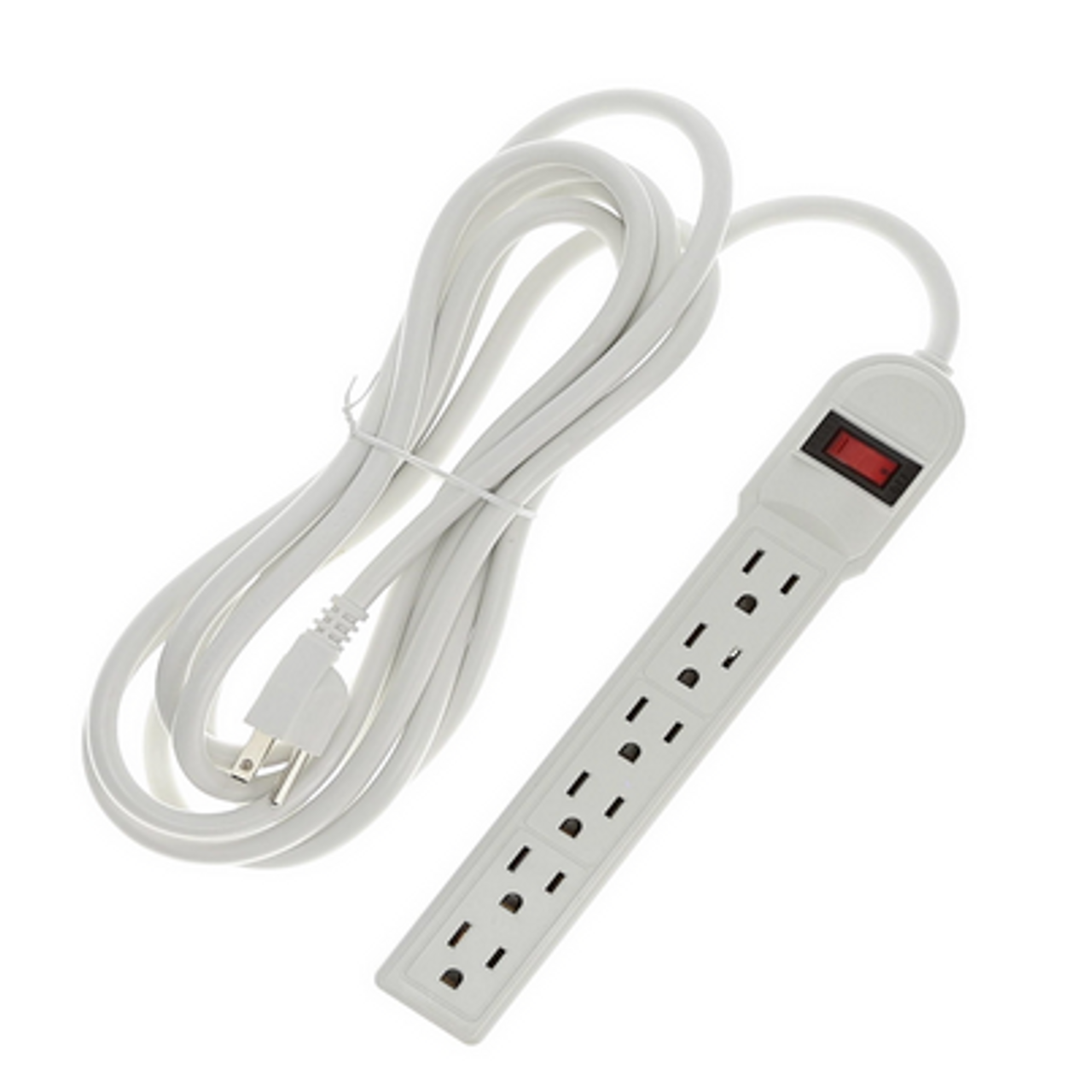 6 Outlet Plastic Surge Protector Power Strip with 12 ft. Cord