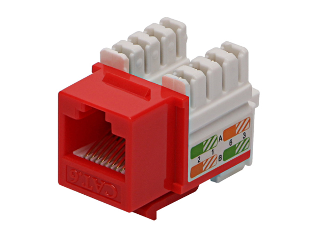 Cat6 RJ45 Punchdown Keystone Jack, 110 Style, Red