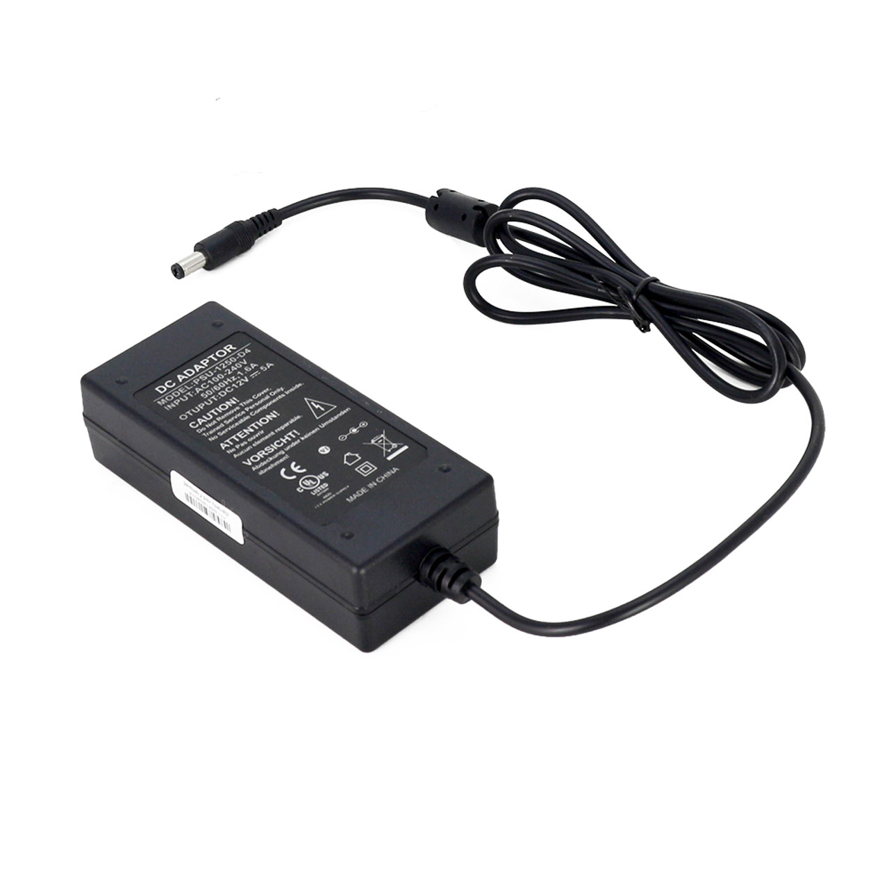 12V 5000mA UL-Listed Power Adapter, 110 VAC to 12 VDC, 5A