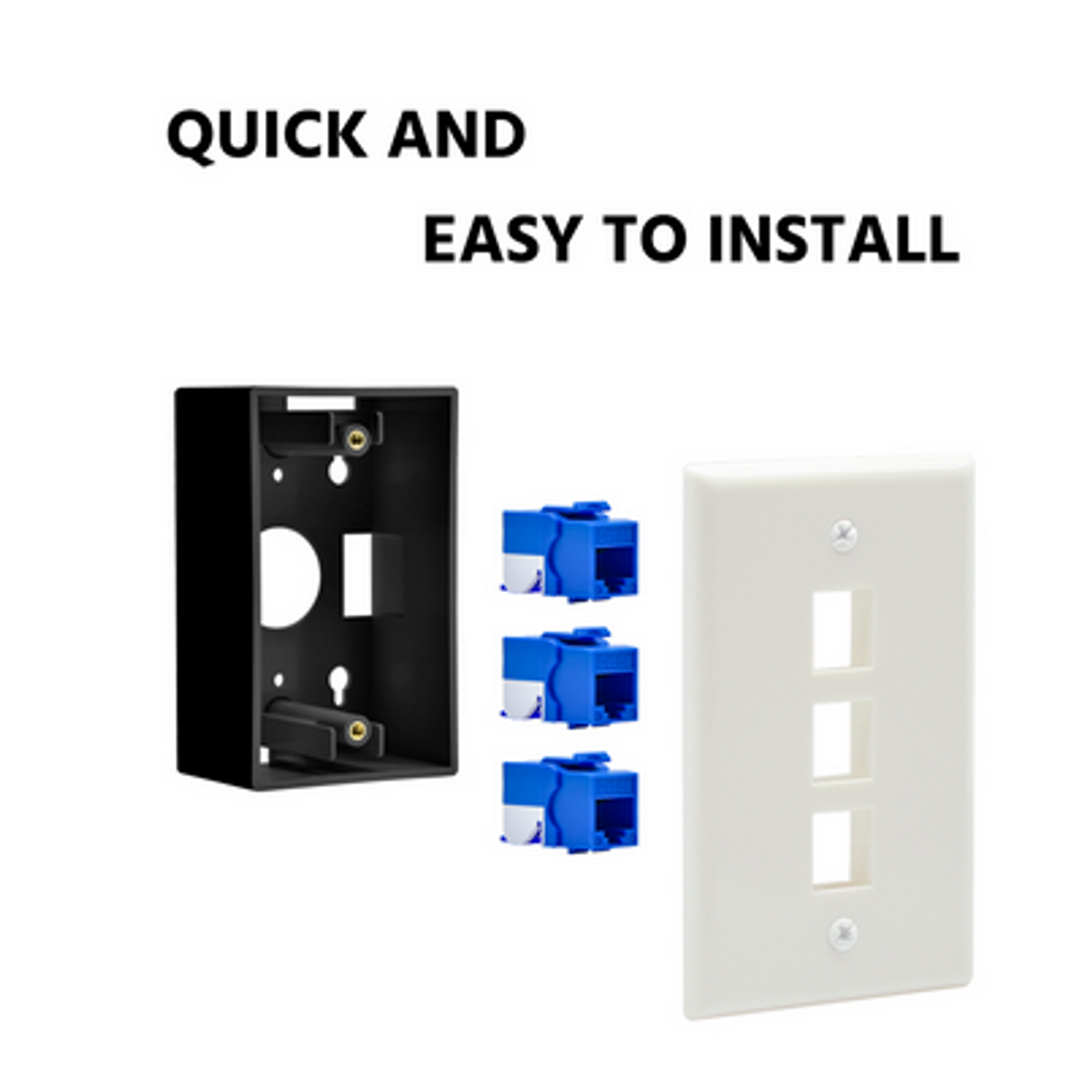 3 Port Keystone Wallplate White Smooth Face