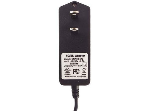12V 1000mA UL-Listed Power Adapter, 110 VAC to 12 VDC, 1A