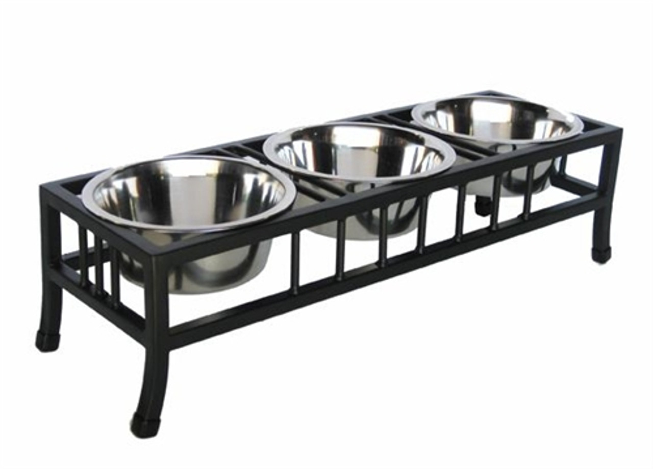 Baron Double Elevated Dog Diner  Pets Stop Raised Double Bowl Steel