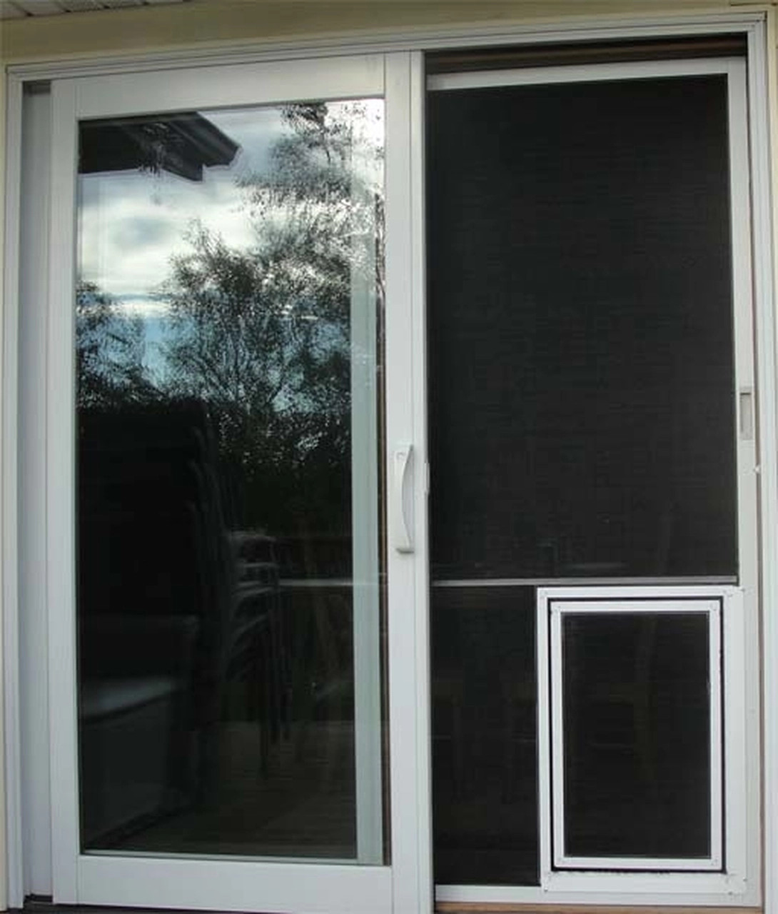 Security screen with dog clearance door