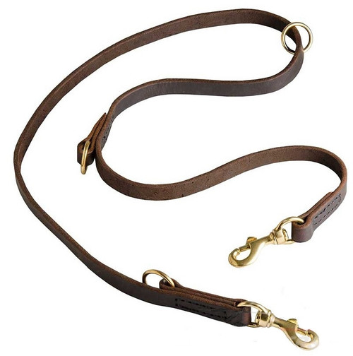 Wide Flat Leather Multifunctional K9 Leash