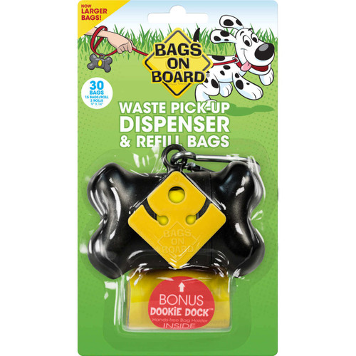 Bags on Board Waste Pick-Up Dispenser and Refill Bags with Dookie Dock