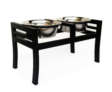 Pets Stop Moretti Double Diner Elevated Dog Feeder Bowl S / Black