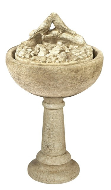 Bird  Bowl Ftn on Pedestal BU
