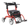 4 Wheel Rollator / Transport Chair drive Nitro Duet Red Adjustable Height Aluminum Frame RTL10266DT