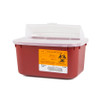 Sharps Container Sharps 5 H X 10 W X 7 D Inch 1 Gallon Red Base / Translucent Lid Horizontal Entry Hinged Snap On Lid 8703