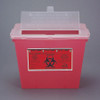 Sharps Container Bemis Sentinel 8-5/8 H X 11-5/8 L X 7-3/4 W Inch 2 Gallon Translucent Red Base / Translucent Lid Horizontal Entry Flap Lid 102 030