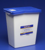 Pharmaceutical Waste Container PharmaSafety 17-3/4 H X 11 W X 15-1/2 D Inch 8 Gallon White Base / Blue Lid Vertical Entry Gasketed Hinged Lid 8850