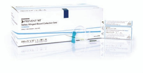 Prevent Blood Collection Set 23 Gauge 3/4 Inch Needle Length Safety Needle 12 Inch Tubing Sterile 2194 Box/50
