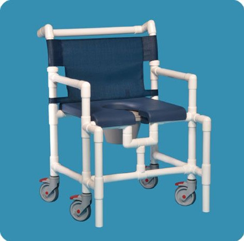 Commode / Shower Chair Oversize Fixed Arm PVC Frame Mesh Back 19 Inch Clearance SCC750 OS N BLUE Each/1