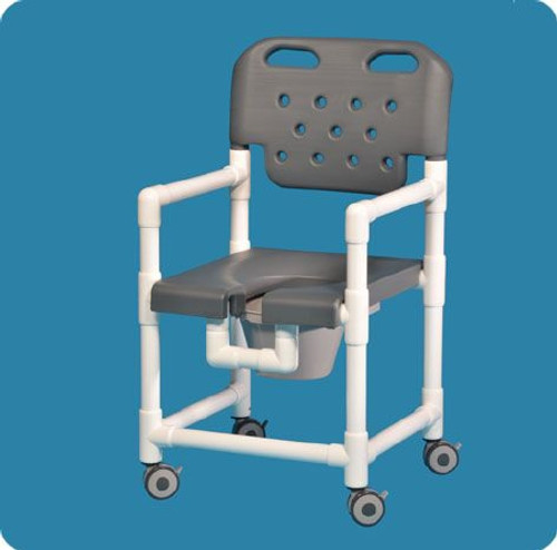 Commode / Shower Chair Elite Fixed Arm PVC Frame With Backrest 17 Inch Clearance ELT817 P G Each/1