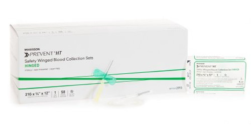 Prevent Blood Collection Set 21 Gauge 3/4 Inch Needle Length Safety Needle 12 Inch Tubing Sterile 2193 Box/50