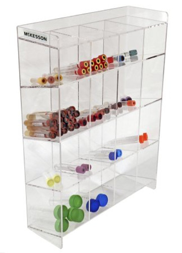 Tiered 4-Tier Tube Organizer McKesson 16 Place Accomodates Multiple Size Tubes Clear 15.5 X 5.5 X 20.75 Inch 3118XL Each/1